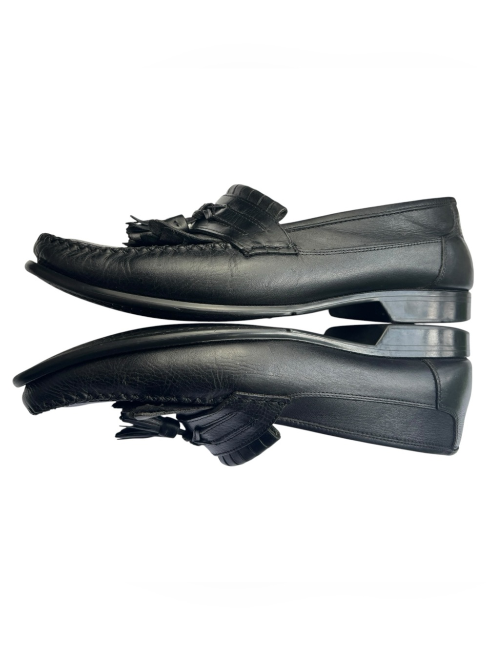 G.H. Bass Weejuns Mens 10.5 M Black Leather Kiltie Tassle Loafer Moc Toe Slip On - Picture 10 of 12